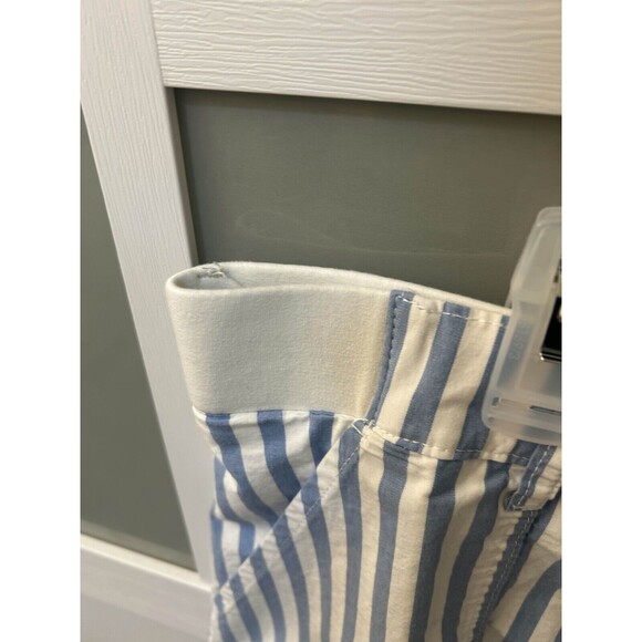 Lee Women's Mid Rise Skort Prep Blue White Stripe 22 Medium Button Stretch Comfy - Picture 2 of 9